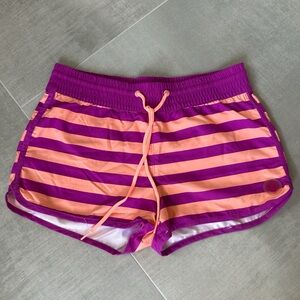 Roxy Purple and Peach Striped Women's Athletic Board Shorts